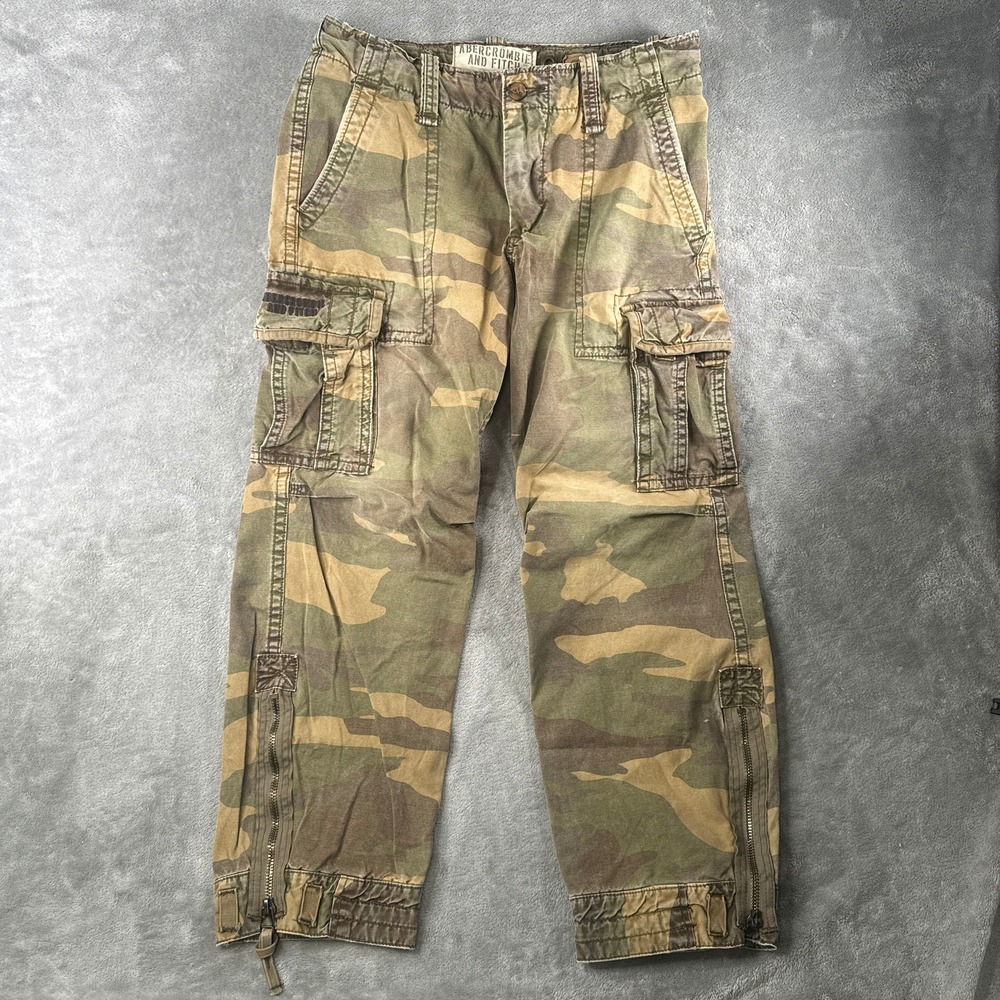 Abercrombie Fitch Cargo Pants Men S Fits 31x28 Green Camo Adirondacks